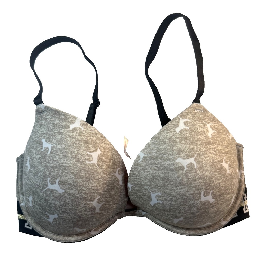 Victoria's Secret PINK T-Shirt Bra Womens 34DD Dog Print Padded Y2K